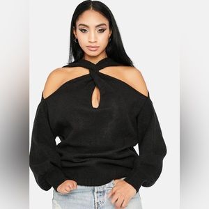 Black twist cutout sweater